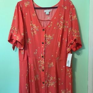 Floral Short Sleeve Midi Dress